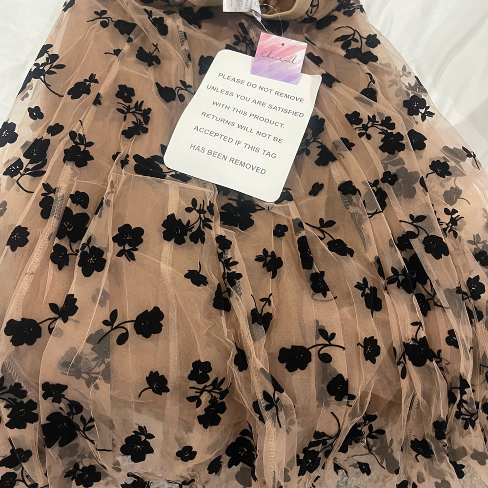 Chicwish Black Floral A-Line Skirt